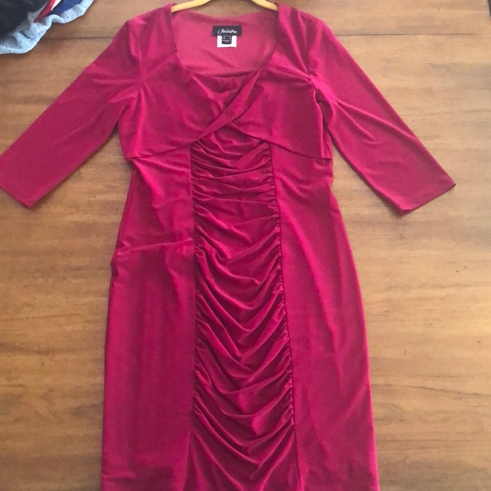 Fuchsia elbow length evening dress